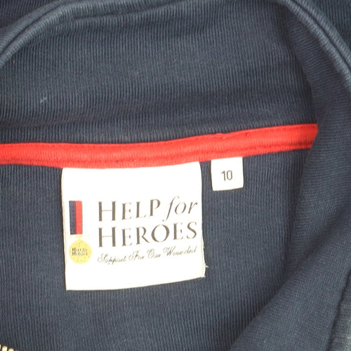 Help for Heroes Womens Navy 1/2 Zip Sweatshirt Size 10 Cotton Blend