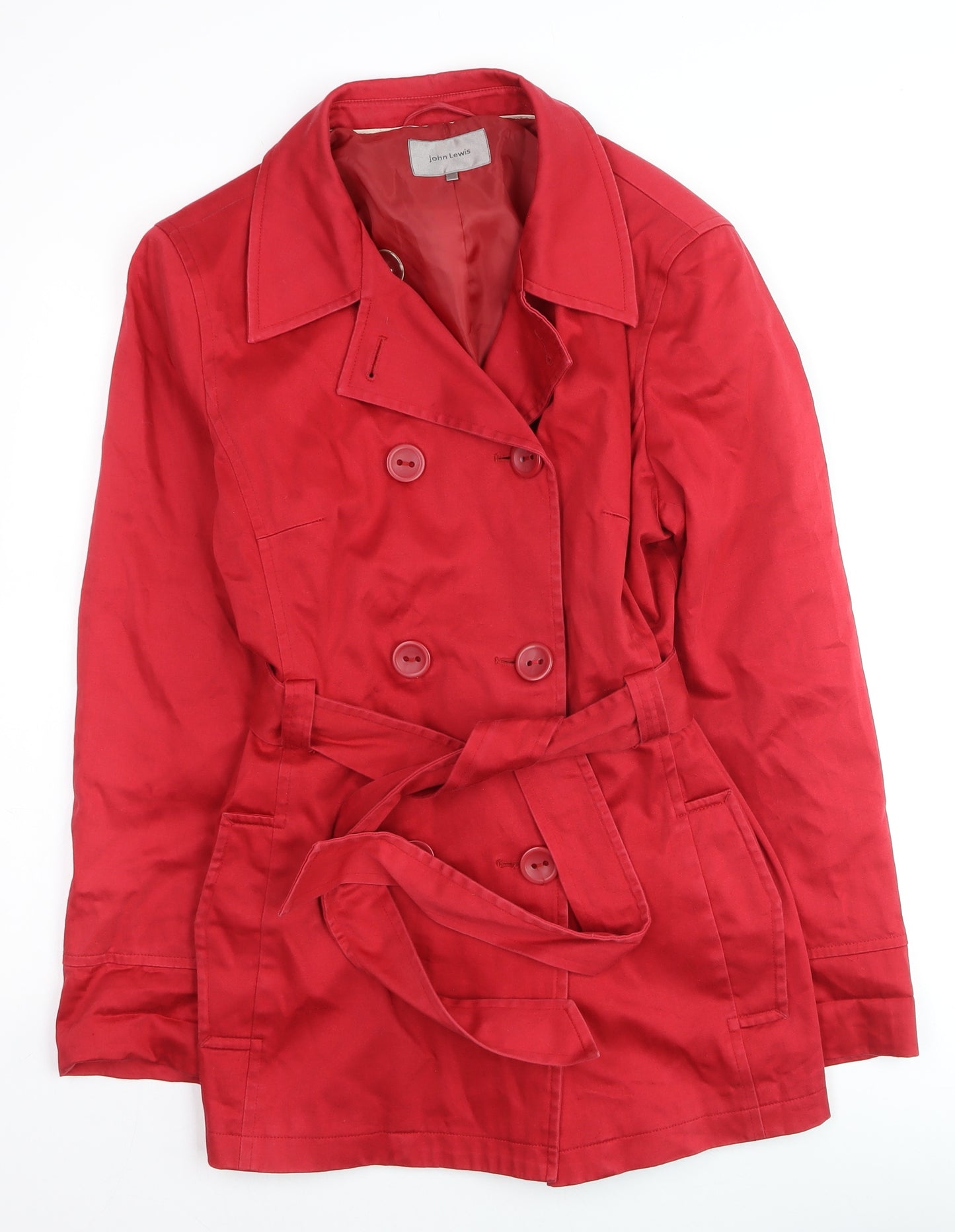 John Lewis Women's Red Belted Trench Coat Size 14