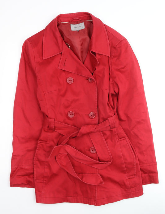 John Lewis Women's Red Belted Trench Coat Size 14