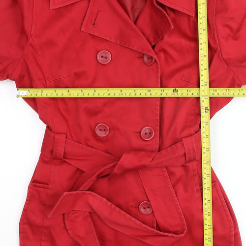 John Lewis Women's Red Belted Trench Coat Size 14