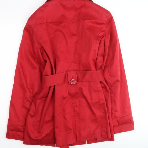 John Lewis Women's Red Belted Trench Coat Size 14