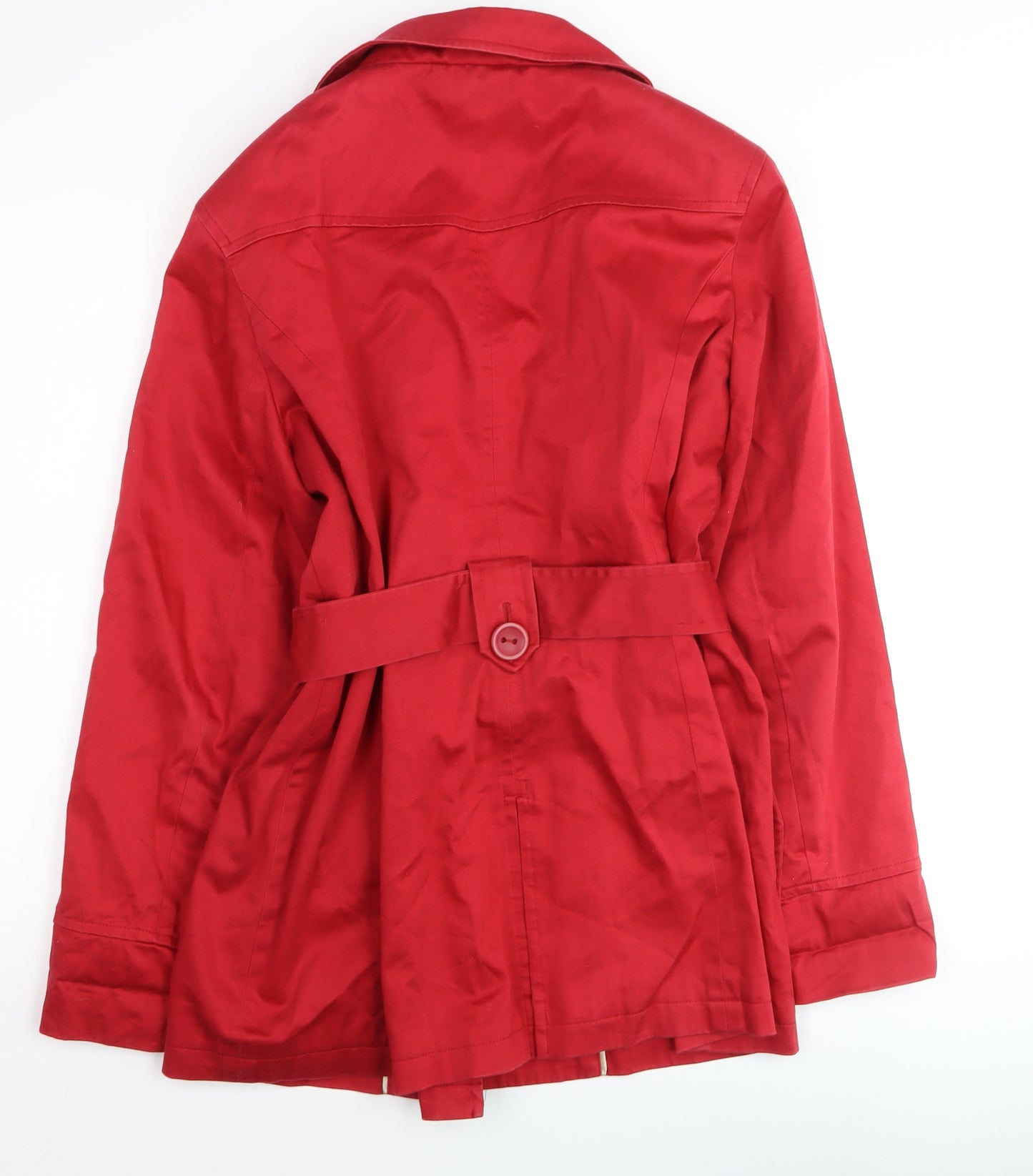 John Lewis Women's Red Belted Trench Coat Size 14