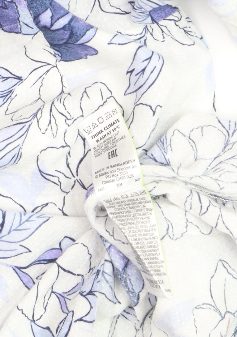 Marks and Spencer Women’s Blue Floral Tunic Blouse Size 10