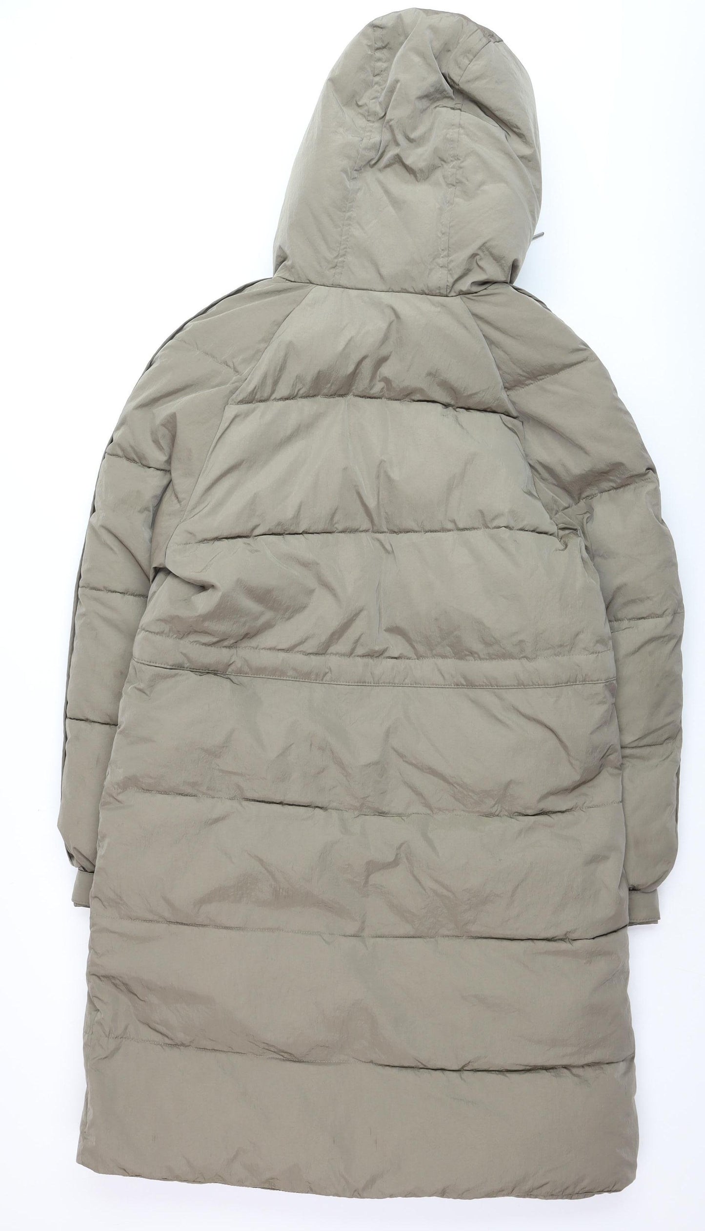 Marks and Spencer Women's Brown Faux Fur Hooded Long Parka Coat Size 10