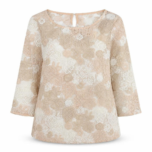 Marks and Spencer Women Pink Lace Floral 3/4 Sleeve Blouse UK 10