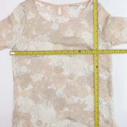 Marks and Spencer Women Pink Lace Floral 3/4 Sleeve Blouse UK 10