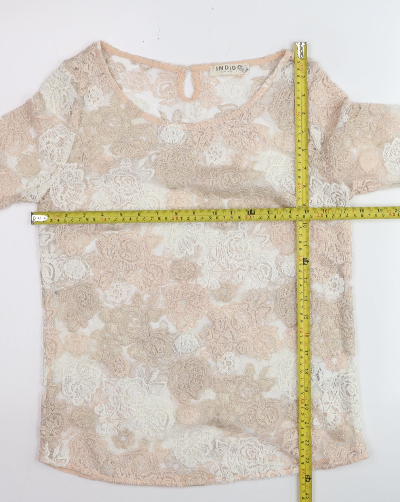 Marks and Spencer Women Pink Lace Floral 3/4 Sleeve Blouse UK 10