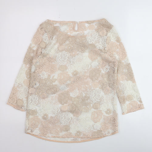 Marks and Spencer Women Pink Lace Floral 3/4 Sleeve Blouse UK 10