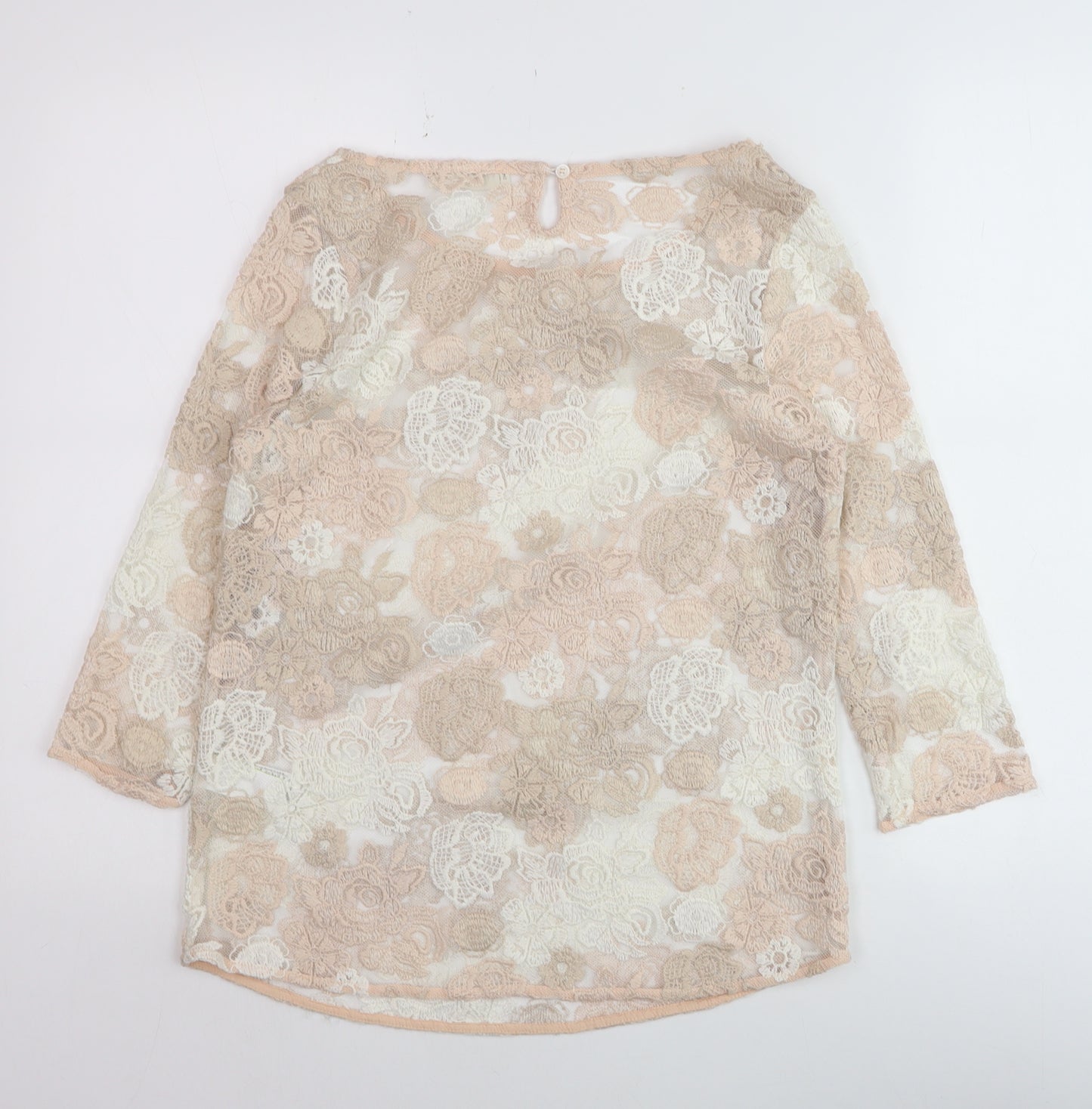 Marks and Spencer Women Pink Lace Floral 3/4 Sleeve Blouse UK 10