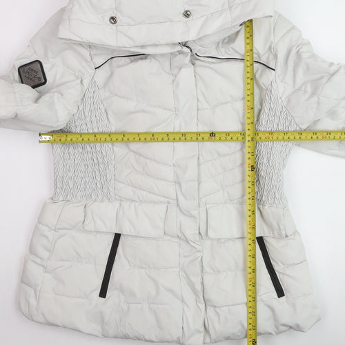 Superdry Women White Hooded Puffer Jacket UK 14 Winter Coat