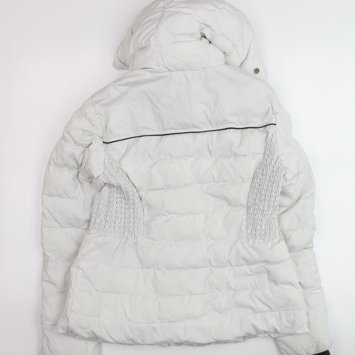 Superdry Women White Hooded Puffer Jacket UK 14 Winter Coat