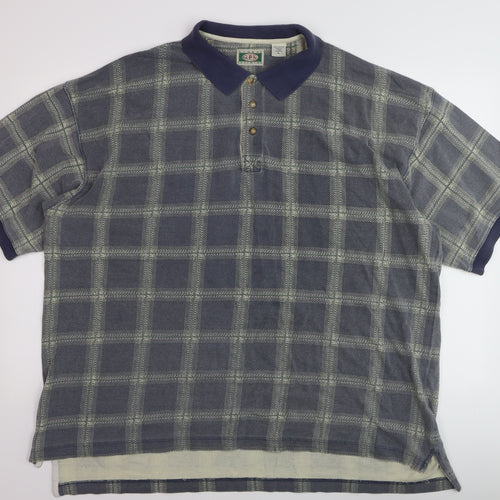 G.P.S Global Tracking Men's Blue Check Cotton Polo Shirt Size L