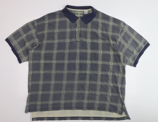 G.P.S Global Tracking Men's Blue Check Cotton Polo Shirt Size L