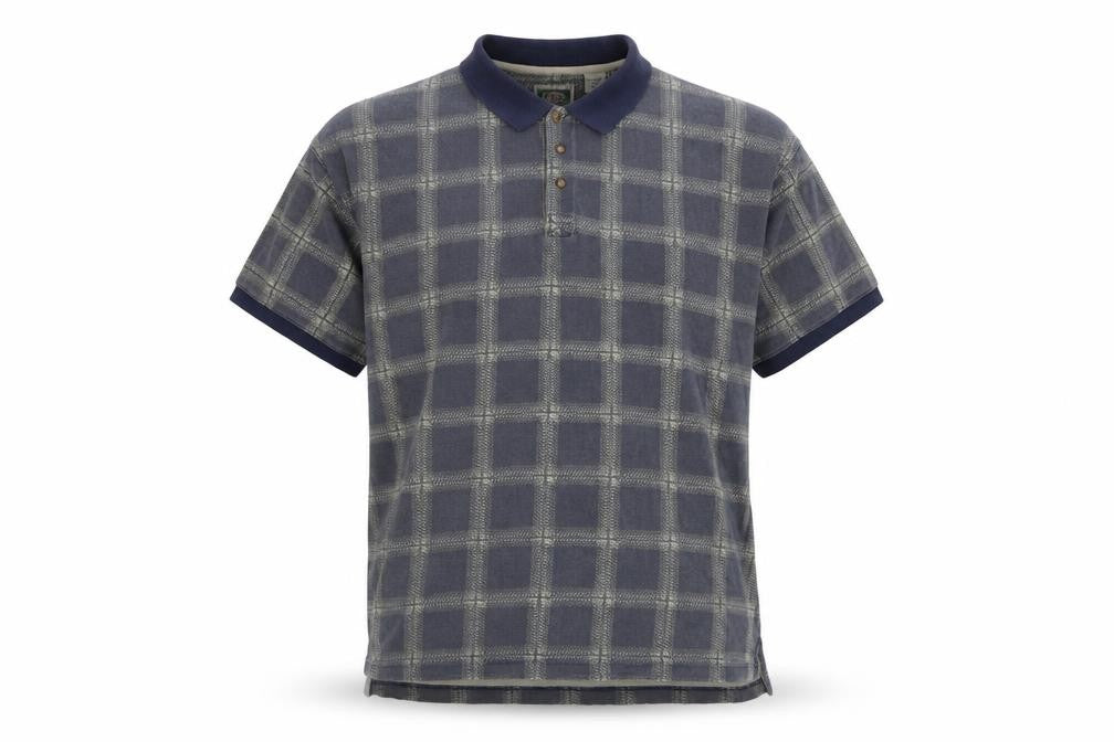 G.P.S Global Tracking Men's Blue Check Cotton Polo Shirt Size L