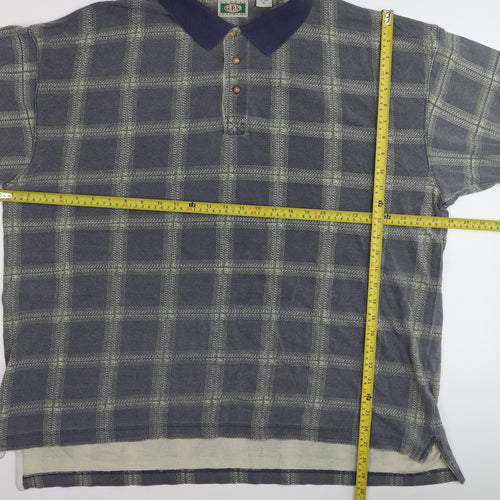 G.P.S Global Tracking Men's Blue Check Cotton Polo Shirt Size L