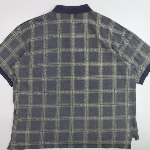 G.P.S Global Tracking Men's Blue Check Cotton Polo Shirt Size L