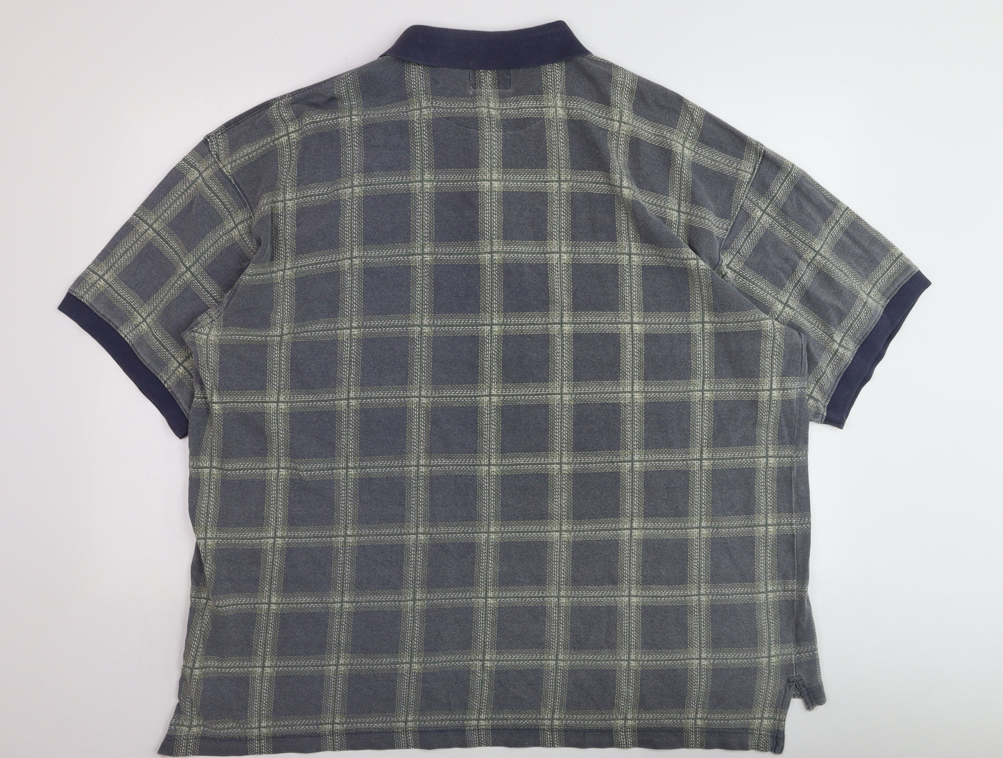 G.P.S Global Tracking Men's Blue Check Cotton Polo Shirt Size L