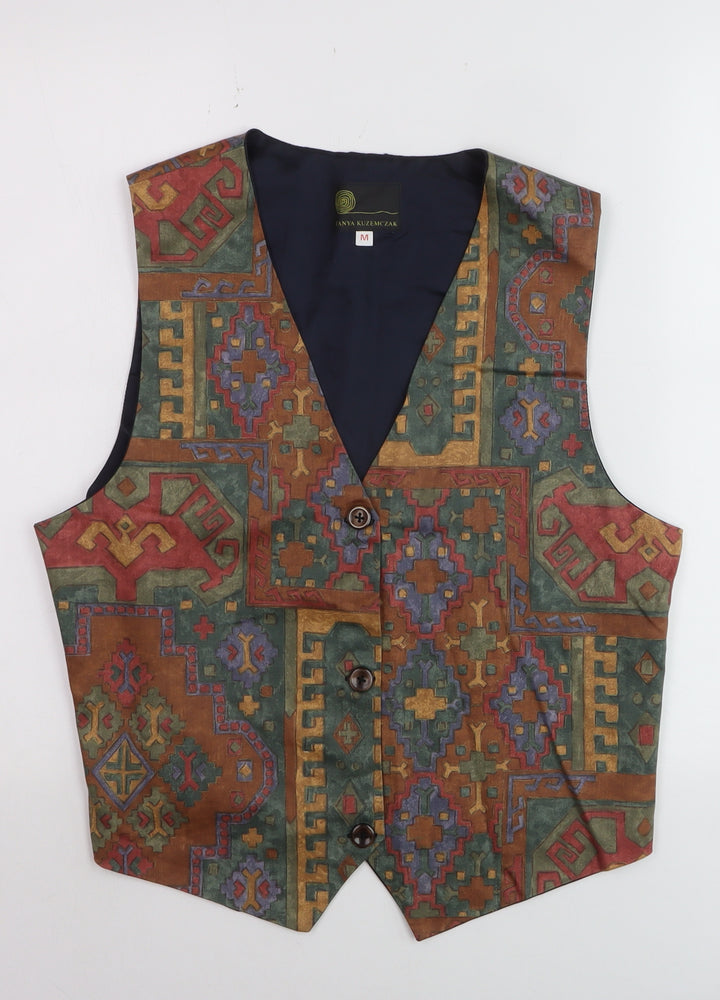 Tanya Kuzemczak Men's Multicoloured Geometric Cotton Waistcoat M