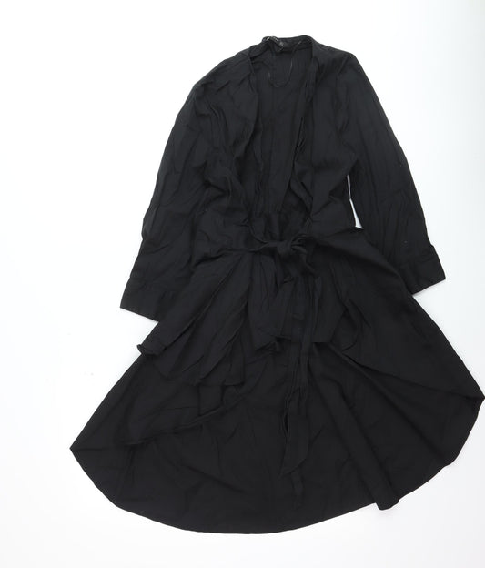Zara Woman Black Long Belted Trench Coat Women’s Size S