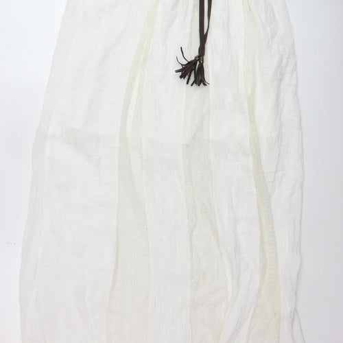 Lee Cooper Womens White Cotton Peasant Midi Skirt Size 14
