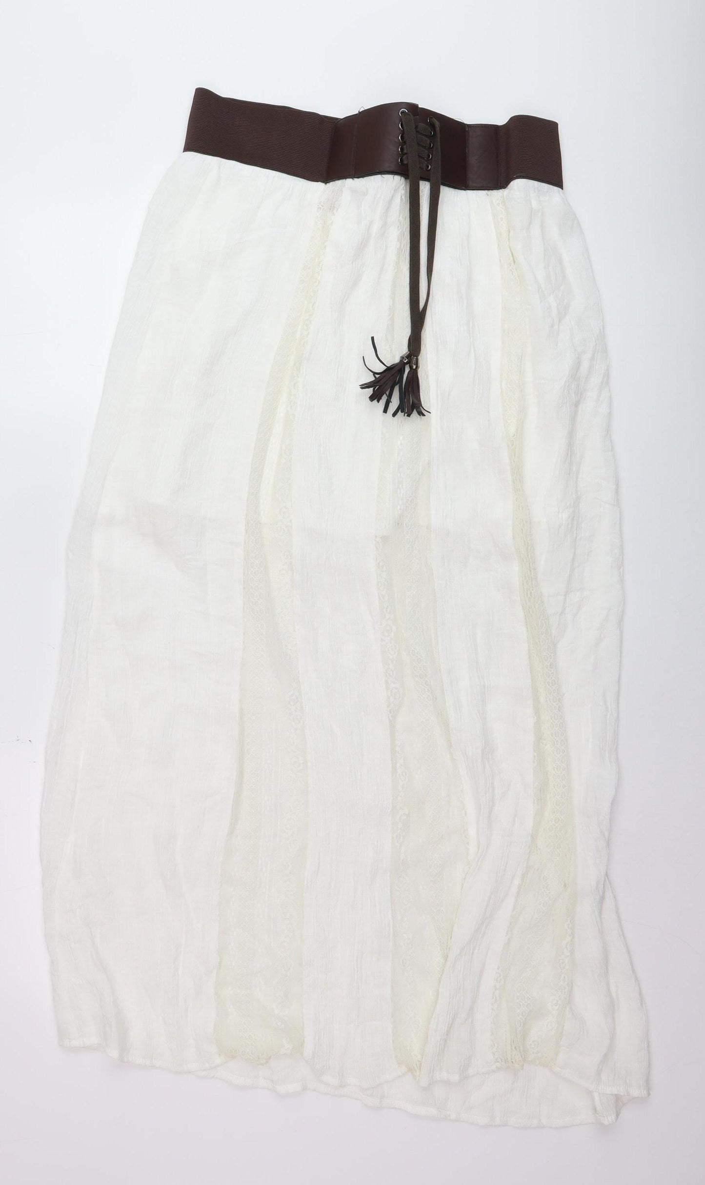 Lee Cooper Womens White Cotton Peasant Midi Skirt Size 14