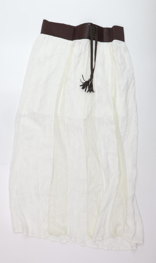 Lee Cooper Womens White Cotton Peasant Midi Skirt Size 14
