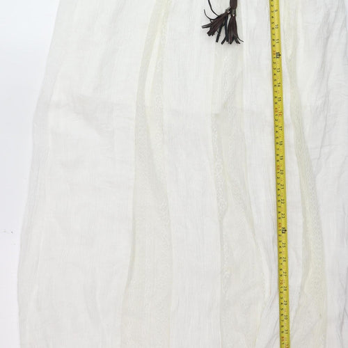 Lee Cooper Womens White Cotton Peasant Midi Skirt Size 14