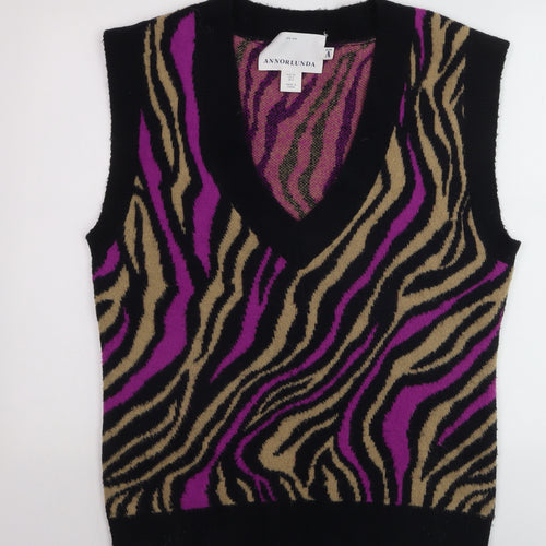Annorlunda Women’s Multicoloured Zebra Print Wool Knit Vest Size 8