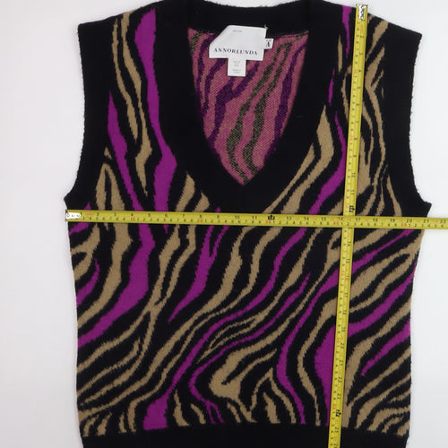 Annorlunda Women’s Multicoloured Zebra Print Wool Knit Vest Size 8