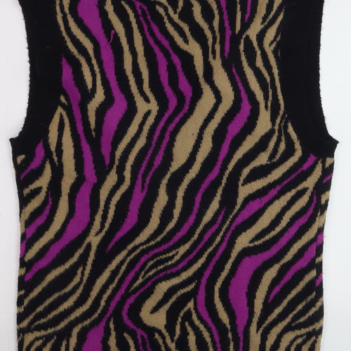 Annorlunda Women’s Multicoloured Zebra Print Wool Knit Vest Size 8