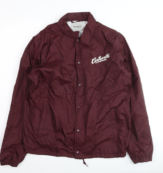 Carhartt Mens Red Nylon Coach Jacket Size M Casual Lightweight