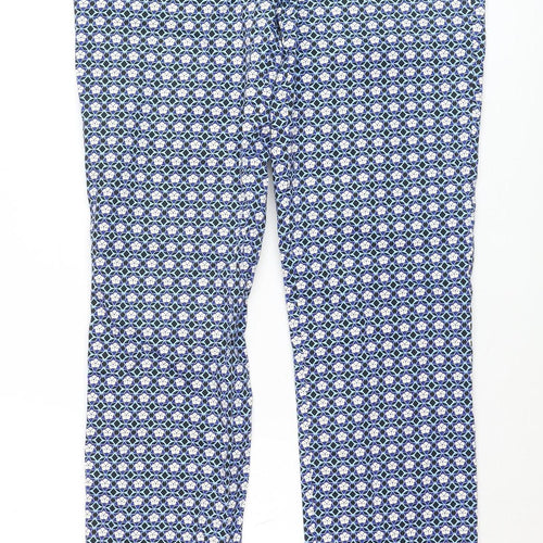 Topshop Tall Womens Blue Geometric Slim Trousers Size 10