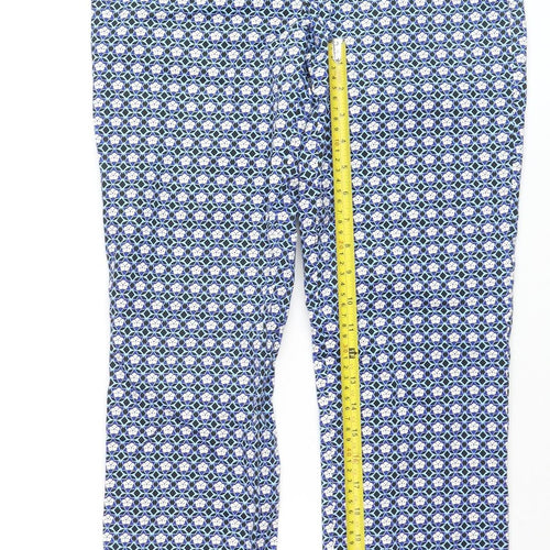Topshop Tall Womens Blue Geometric Slim Trousers Size 10