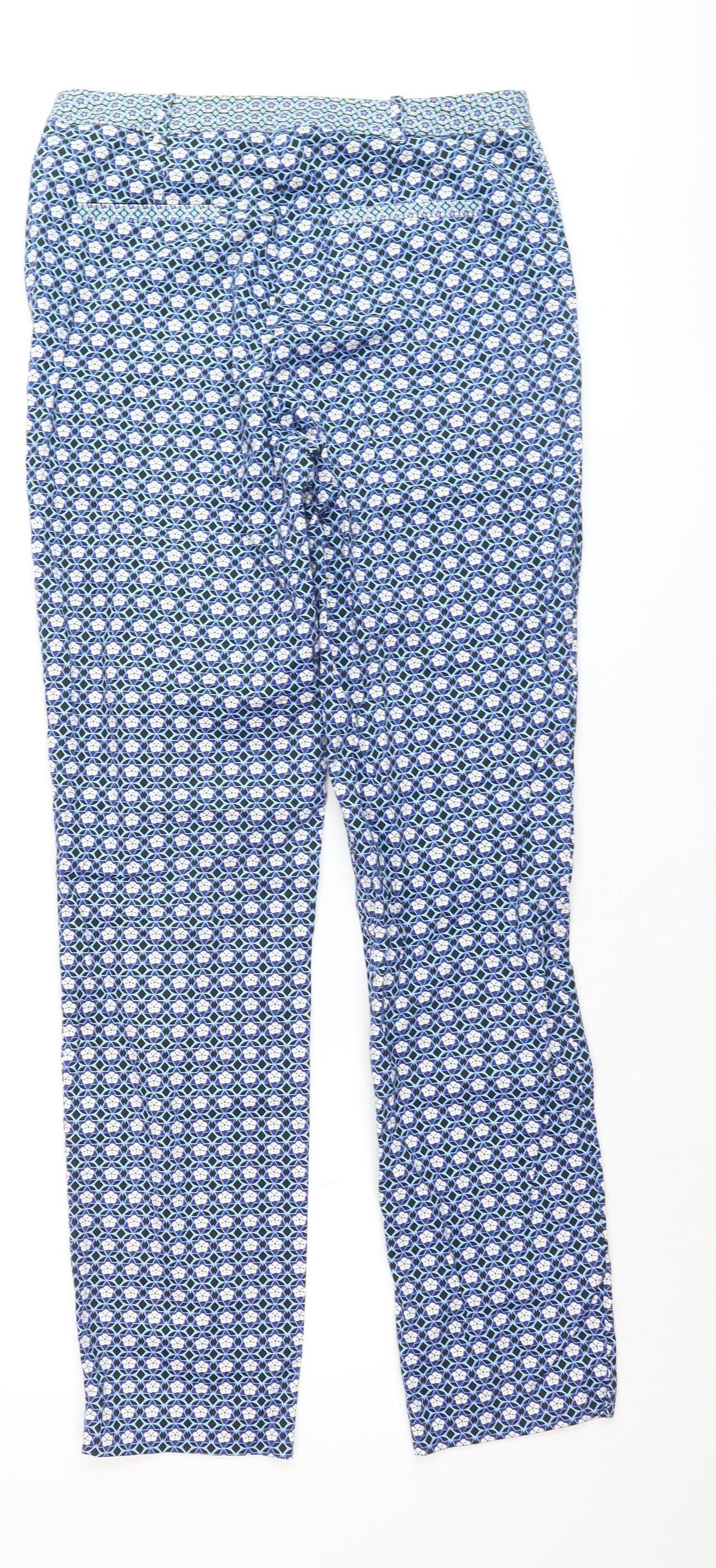 Topshop Tall Womens Blue Geometric Slim Trousers Size 10