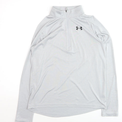 Under Armour Boys Grey YLG 1/4 Zip Long Sleeve Pullover Sweatshirt