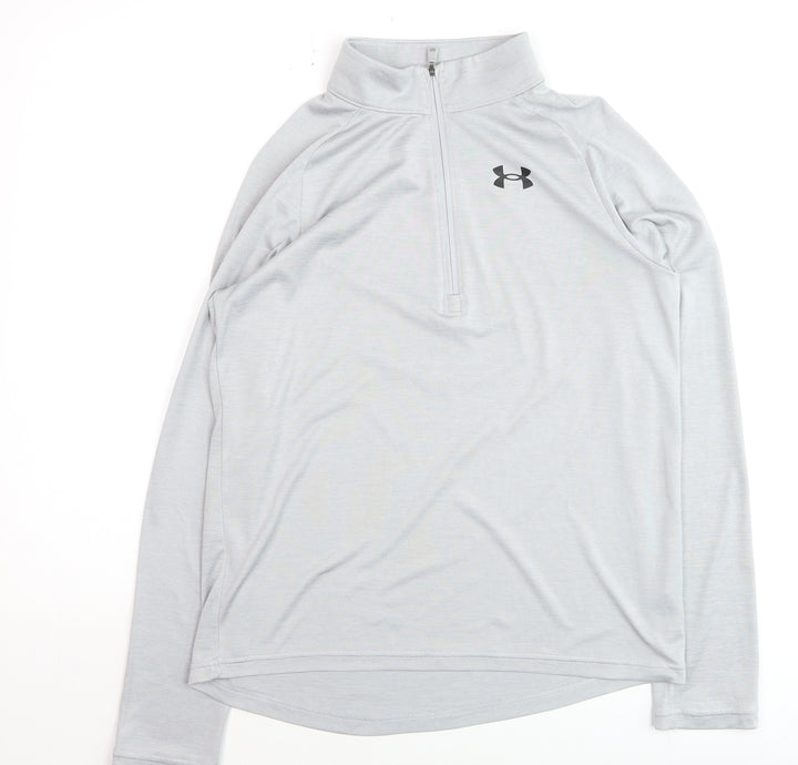 Under Armour Boys Grey YLG 1/4 Zip Long Sleeve Pullover Sweatshirt