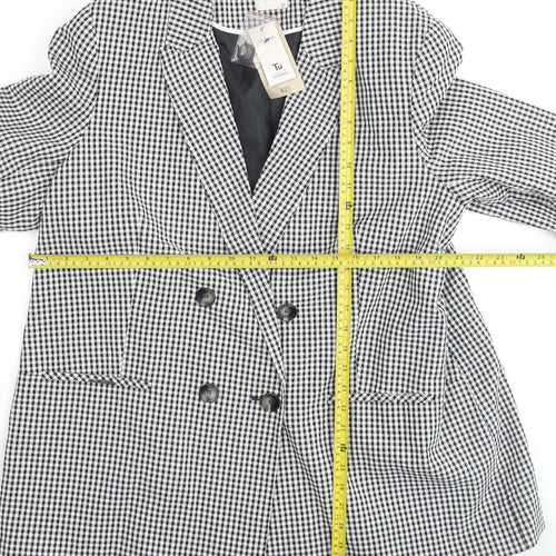 Tu Woman Black Check Blazer Size 22 Lined Button Workwear Jacket