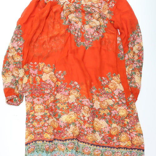 ASOS Women’s Orange Floral Bohemian Knee Length Chiffon Dress Size 8