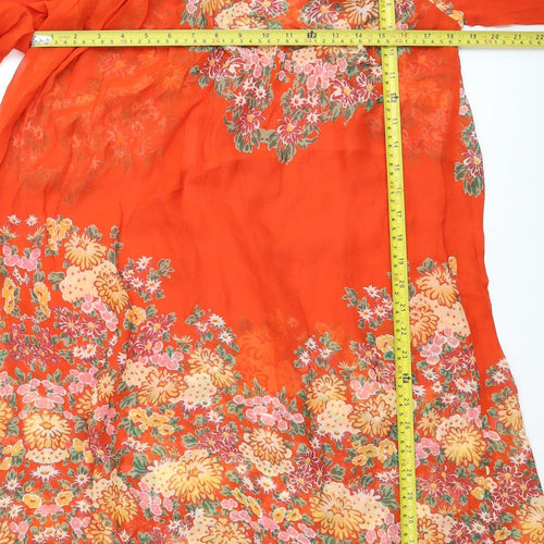 ASOS Women’s Orange Floral Bohemian Knee Length Chiffon Dress Size 8