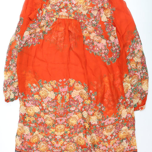 ASOS Women’s Orange Floral Bohemian Knee Length Chiffon Dress Size 8