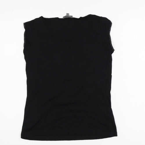 Mexx Womens Black Sleeveless Rhinestone Scoop Neck T-Shirt Medium