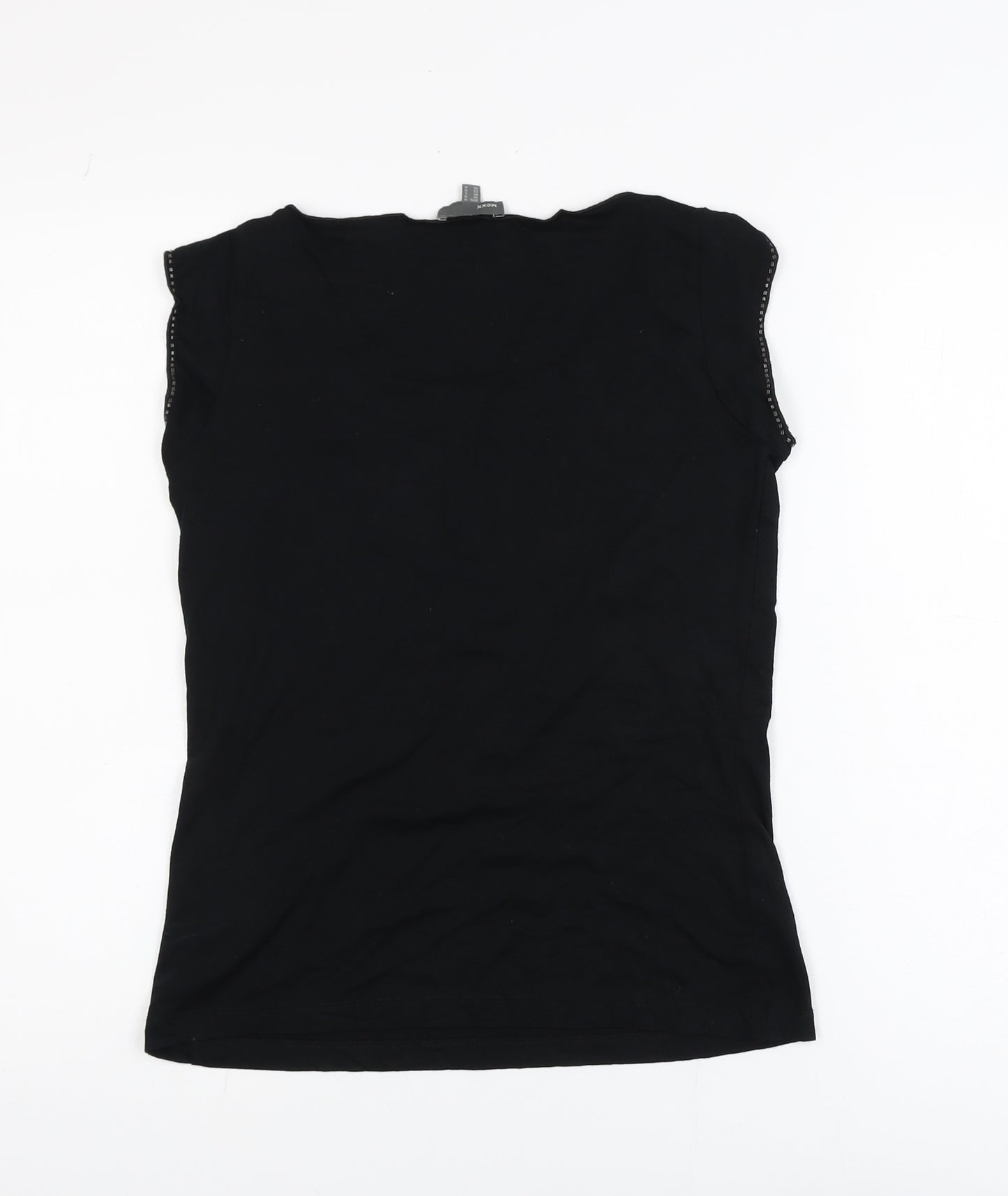 Mexx Womens Black Sleeveless Rhinestone Scoop Neck T-Shirt Medium