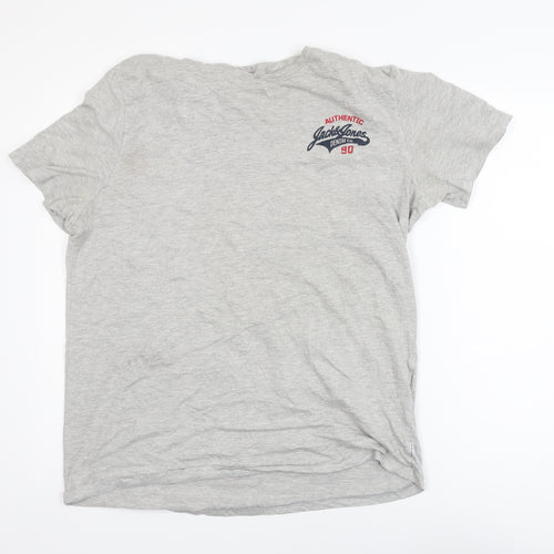 Jack & Jones Men's Grey Crew Neck Short Sleeve T-Shirt Size S