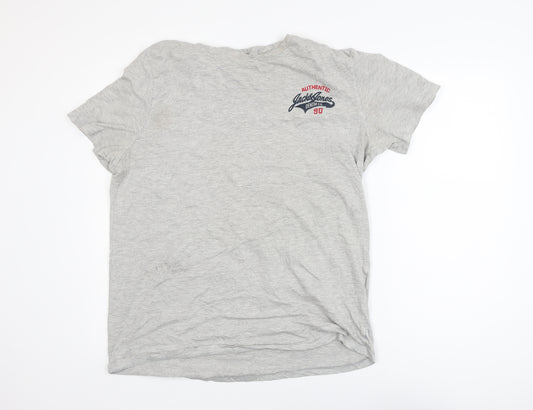 Jack & Jones Men's Grey Crew Neck Short Sleeve T-Shirt Size S