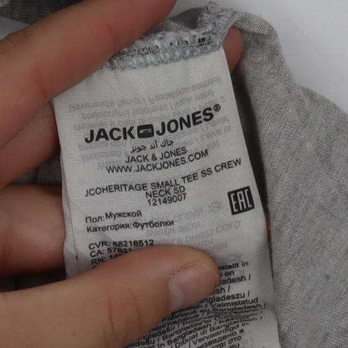 Jack & Jones Men's Grey Crew Neck Short Sleeve T-Shirt Size S