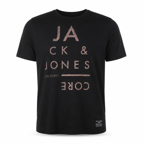 Jack & Jones Men Black Core Graphic Print Crew Neck T-Shirt Size L