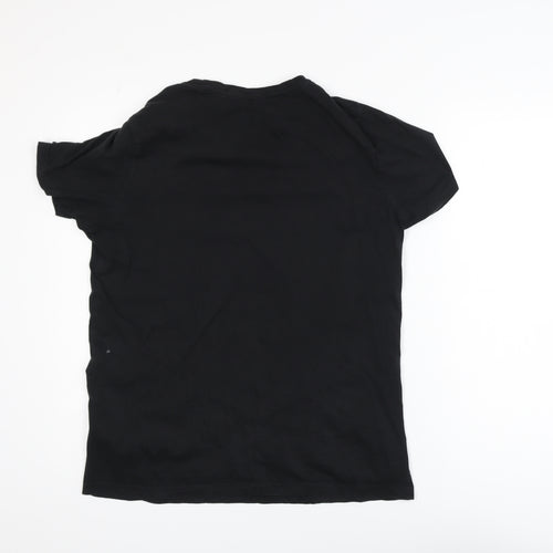 Jack & Jones Men Black Core Graphic Print Crew Neck T-Shirt Size L