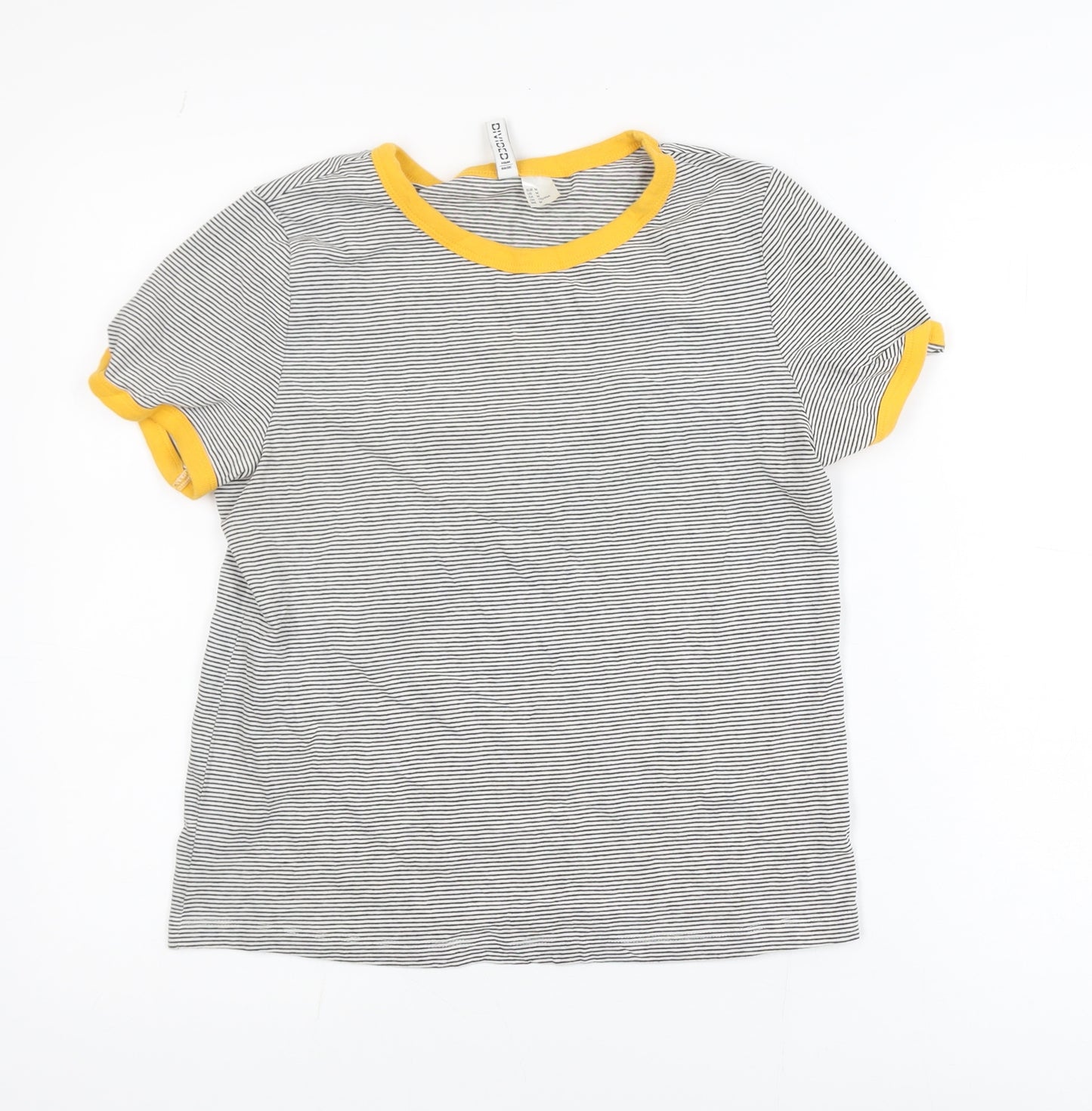 H&M Divided Women’s Grey Striped Ringer T-Shirt Size 12