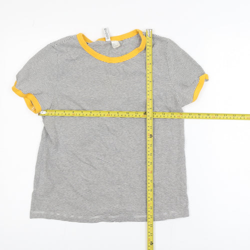 H&M Divided Women’s Grey Striped Ringer T-Shirt Size 12
