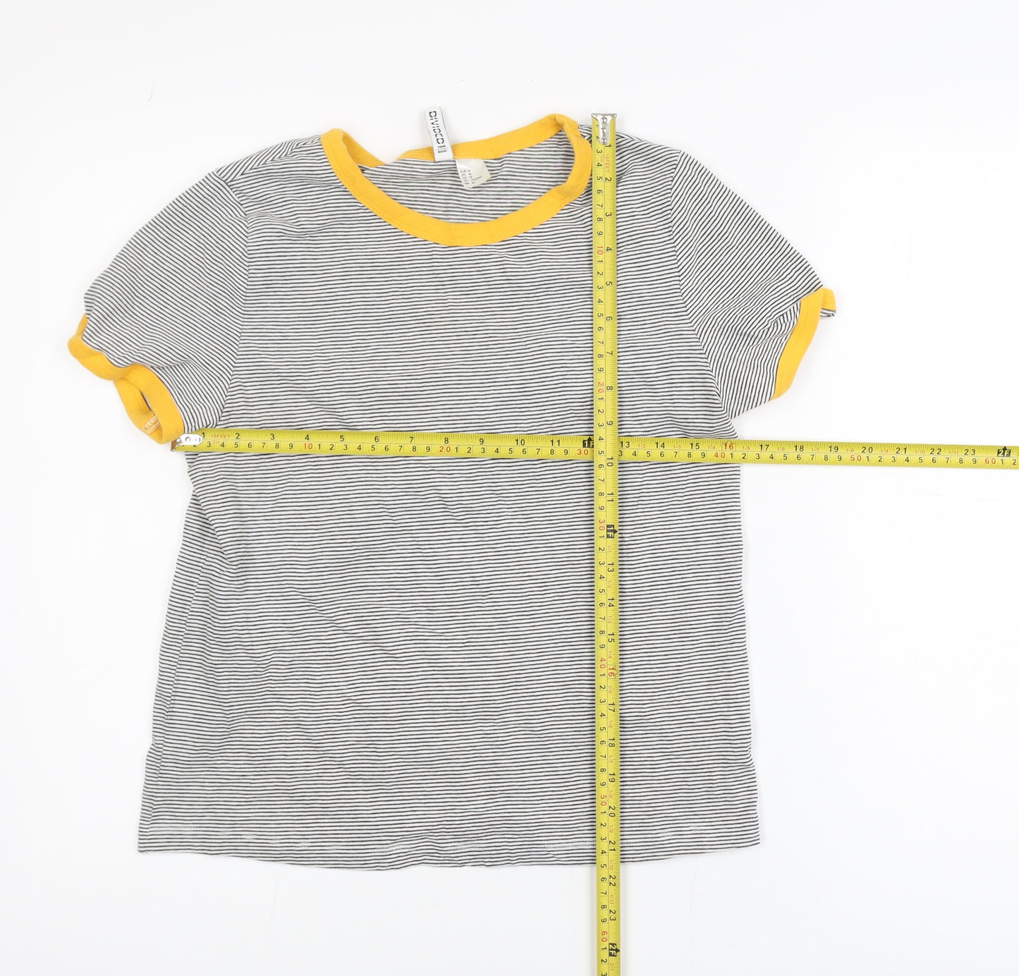 H&M Divided Women’s Grey Striped Ringer T-Shirt Size 12